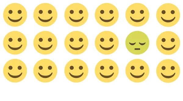Lächelnde Gesichter Mit Einem Traurigen Gesicht Emoji Muster Auf Weißem — Stockvektor