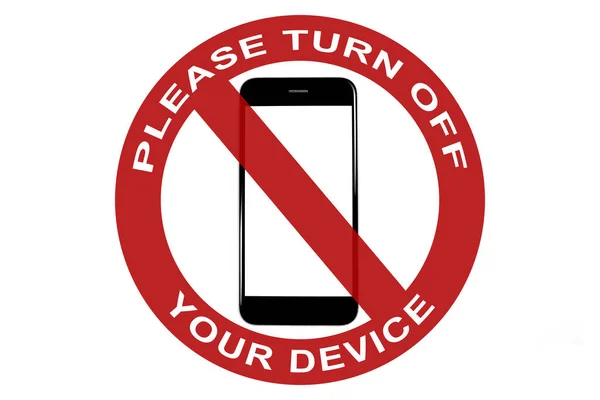 Device Template Prohibition Sign Please Turn Your Device Text White — Stock Vector