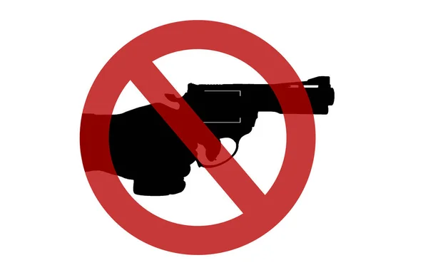 Signe Interdiction Contre Main Avec Une Arme Sur Fond Blanc — Image vectorielle