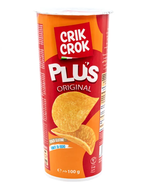 stock image Crik Crock Plus original,packet of potato crisps,Italian product isolated on white background