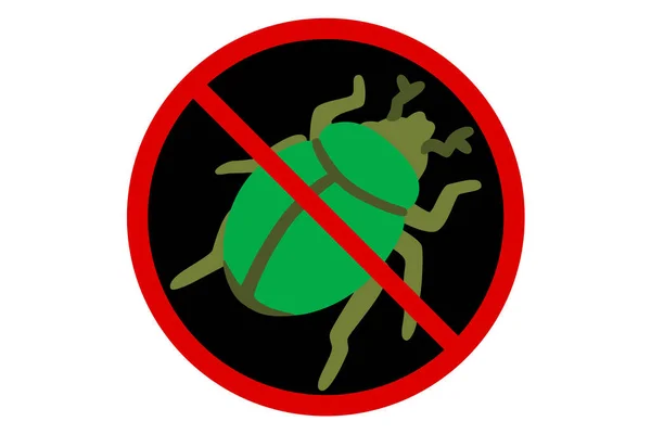 白い背景のカブトムシに対する禁止標識ベクトルイラスト — ストックベクタ