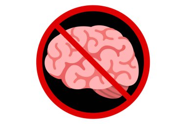 Beyaz arkaplanda beyine karşı yasaklama işareti, vektör illüstrasyonu