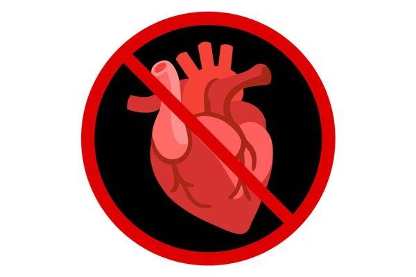 Förbud Tecken Mot Hjärta Vit Bakgrund Vektor Illustration — Stock vektor