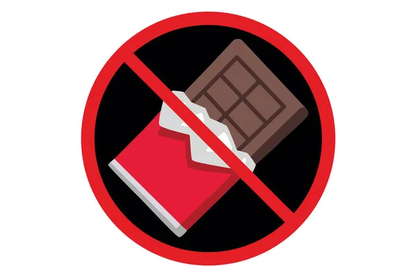Zákaz Znamení Proti Čokoládové Tyčinky Bílém Pozadí Vektorové Ilustrace — Stockový vektor