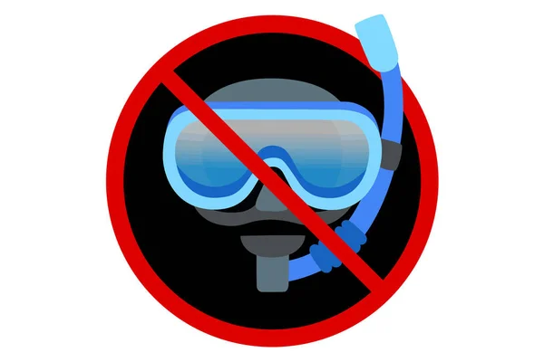 禁止在白色背景下戴潜水口罩的标志 矢量图解 — 图库矢量图片