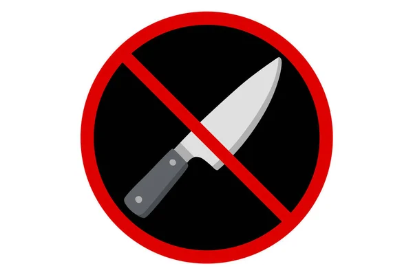 Verbotsschild Gegen Messer Auf Weißem Hintergrund Vektorabbildung — Stockvektor