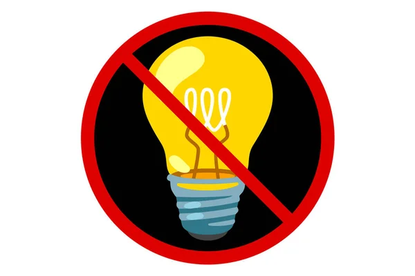 Förbud Skylt Mot Glödlampa Vit Bakgrund Vektor Illustration — Stock vektor