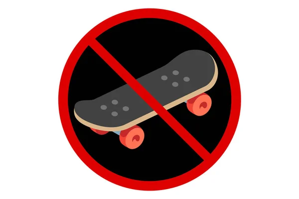Prohibition Sign Skateboard White Background Vector Illustration — Stock Vector