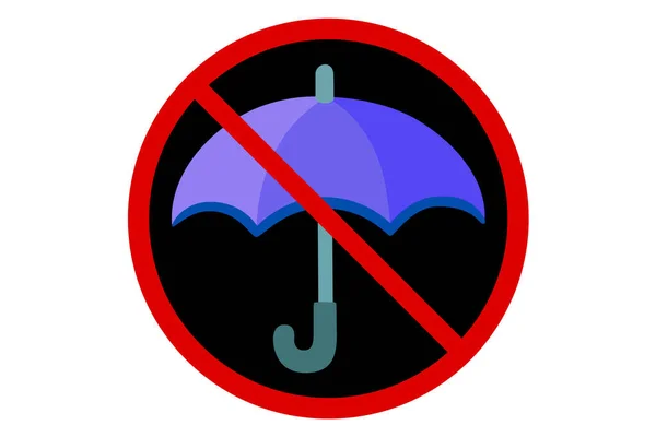 Verbod Teken Tegen Paraplu Witte Achtergrond Vector Illustratie — Stockvector