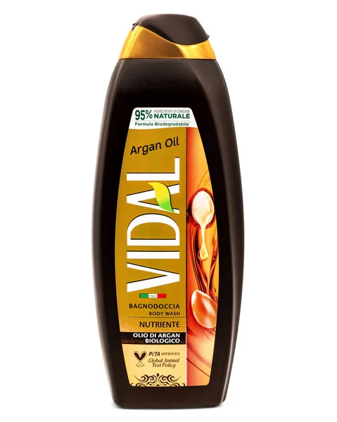 Vidal Argan vücut yıkama, beyaz arkaplanda izole edilmiş ürün