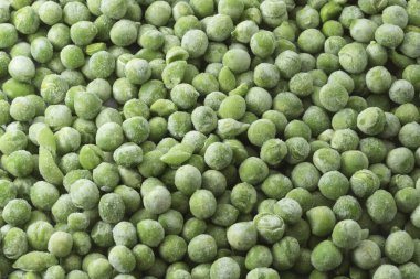 Donmuş bezelye yığını, yüksek açı, aşırı yakın çekim..