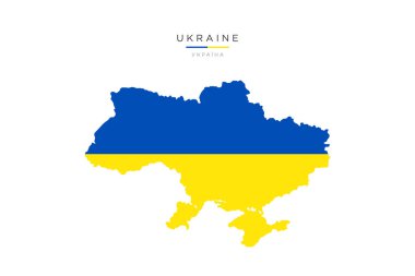 Ukrayna haritası, Ukrayna bayrağının renkleri. vektör resmi