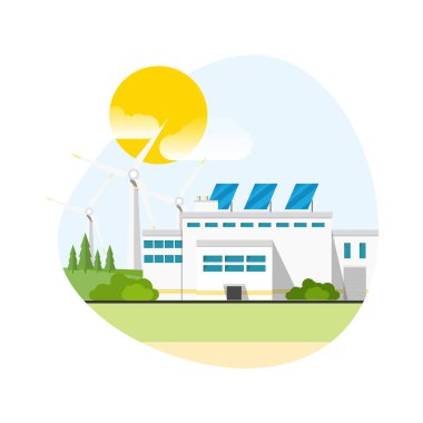 Ekolojik fabrika. Yeşil enerji. vektör