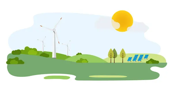 Yeşil enerji. Rüzgar enerjisi. vektör
