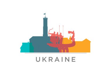 Ukrayna. Ukrayna 'ya git. Ukrayna kartpostalı. Vektör illüstrasyonu