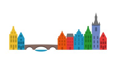  Belçika. Belçika 'nın mimarisi. Vektör illüstrasyonu