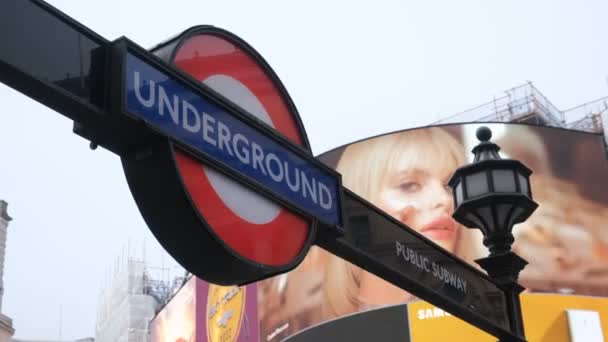 London 11Th December 2022 Angled View Iconic London Underground Sign — Wideo stockowe