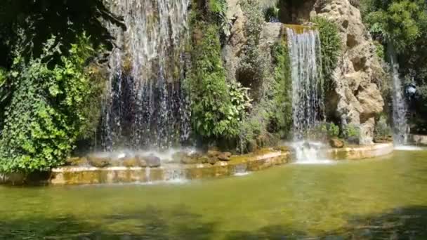 Water Falls Slow Motion Genoves Garden Cadiz Spain — Stock video