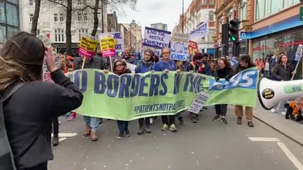 London 11Th March 2023 Healthcare Workers Placards Our Nhs National — Stock Video