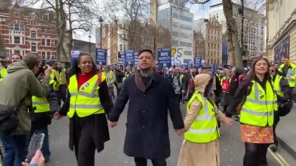 London 11Th March 2023 Healthcare Workers Placards Our Nhs National — Stock Video