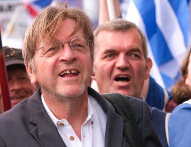 Londra, İngiltere. 23 Eylül 2023. AB yanlısı Belçikalı milletvekili Guy Verhofstadt, Mart ayında Londra 'da düzenlenen Brexit karşıtı Ulusal Yeniden Katılım mitinginde İngiltere' yi Avrupa Birliği 'ne yeniden katılmaya çağırdı..
