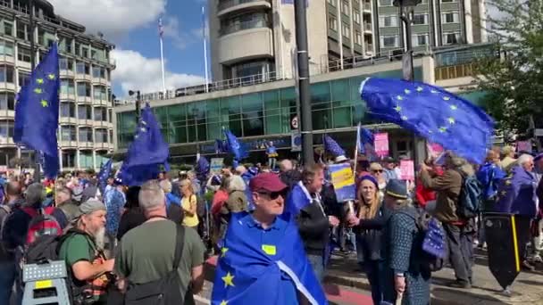 London 23Rd September 2023 Pro Supporters Holding Flags Placards Brexit — Stock Video
