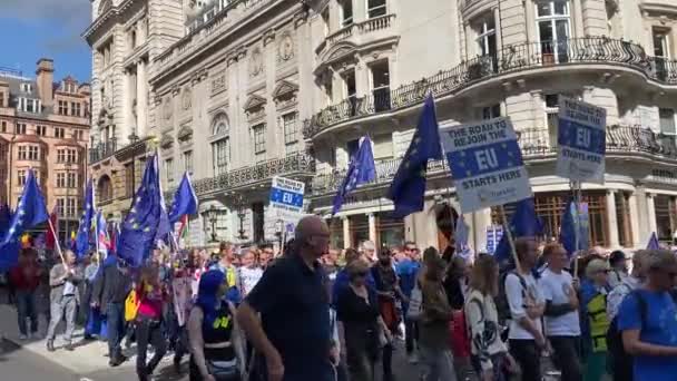 London 23Rd September 2023 Pro Supporters Holding Flags Placards Brexit — Stock Video