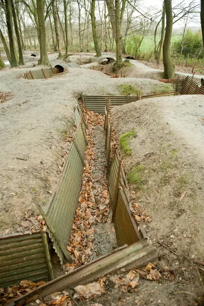 stock image The preserved World War One allied trenches and dugouts at Sanctuary Wood, Flanders, Ypres, Belgium.