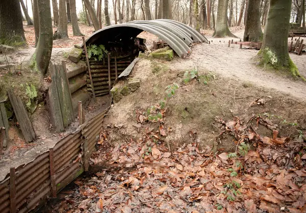 stock image The preserved World War One allied trenches and dugouts at Sanctuary Wood, Flanders, Ypres, Belgium.