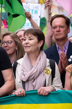 London, UK. 22nd June 2024. Caroline Lucas Green Party MP attending the Restore Nature Now protest demonstration in London, calling for urgent political action on the nature and climate emergencies. clipart