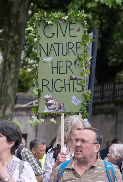 Londra, İngiltere. 22 Haziran 2024. Çevre protestocusu, Londra 'daki 