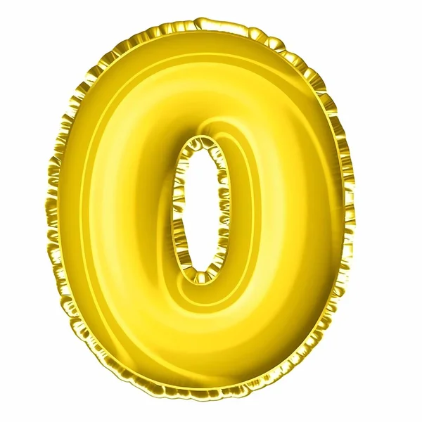 Balão Ouro Número Fundo Branco — Fotografia de Stock