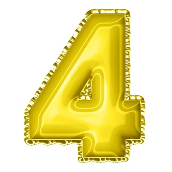3Dレンダリング黄色のバルーン箔番号4 — ストック写真