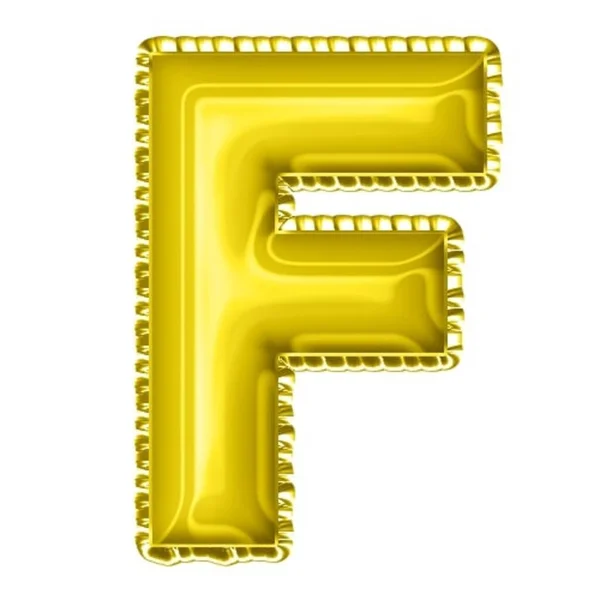 3Dレンダリング黄色のバルーン箔アルファベット文字F — ストック写真