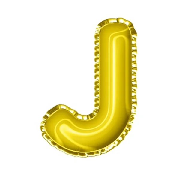 3Dレンダリング黄色のバルーン箔アルファベット文字J — ストック写真