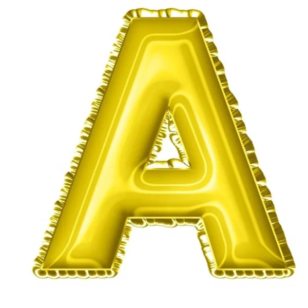 3Dレンダリング黄色のバルーン箔アルファベット文字A — ストック写真