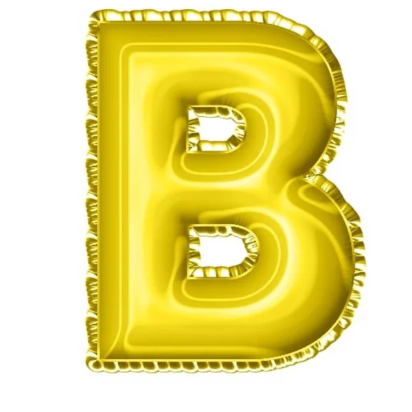 3Dレンダリング黄色のバルーン箔アルファベット文字B — ストック写真