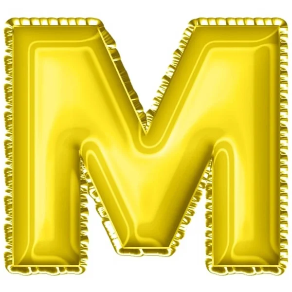 3Dレンダリング黄色のバルーン箔アルファベット文字M — ストック写真