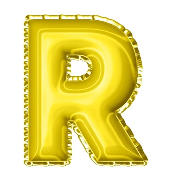3Dレンダリング黄色のバルーン箔アルファベット文字R — ストック写真