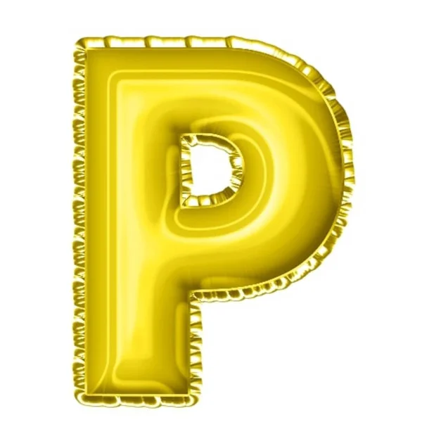 3Dレンダリング黄色のバルーン箔アルファベット文字P — ストック写真