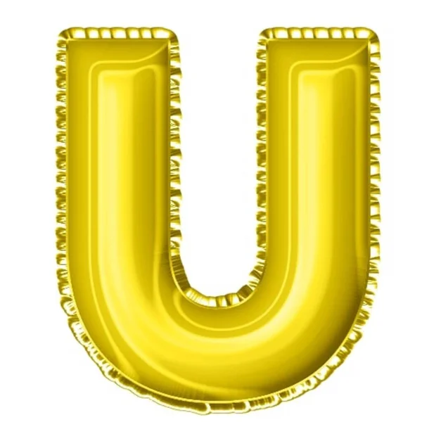 3Dレンダリング黄色のバルーン箔アルファベット文字U — ストック写真