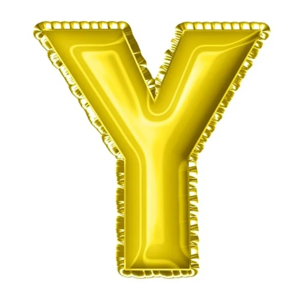 3Dレンダリング黄色のバルーン箔アルファベット文字Y — ストック写真