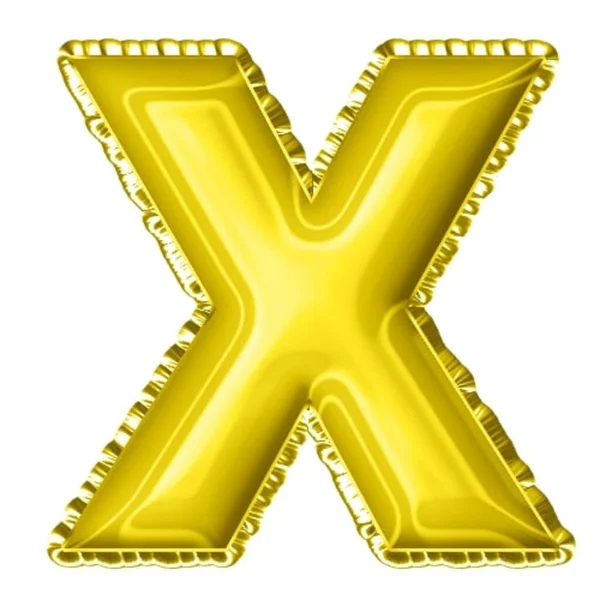 三维渲染黄色气球箔字母表X — 图库照片