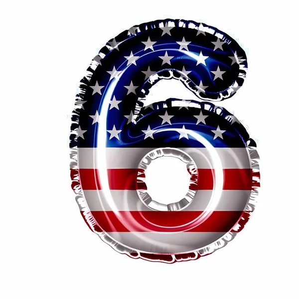 Ballongfolie Födelsedag Amerika Flagga Nummer Sex — Stockfoto