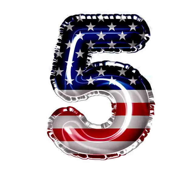 Balloon Foil Birthday America Flag Number Five — Stock Photo, Image