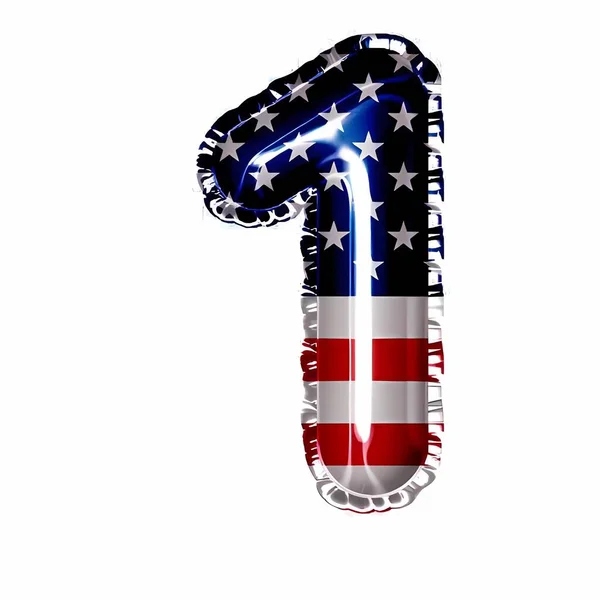 День Рождения Фольги Воздушного Шара Американский Флаг Номер Один — стоковое фото