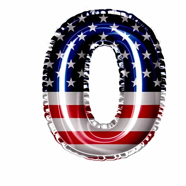 Balónová Fólie Narozeninová Amerika Vlajka Číslo Nula — Stock fotografie
