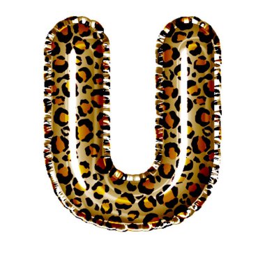 Beyaz üzerine leopar biçiminde u harfi