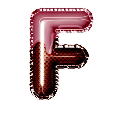 Beyaz üzerine çikolata şeklinde f harfi.