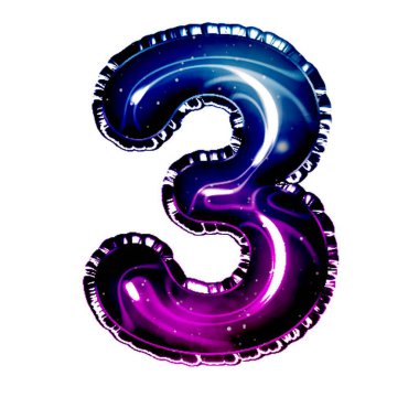 Galaksi biçimi olarak beyaz üzerine 3 numara